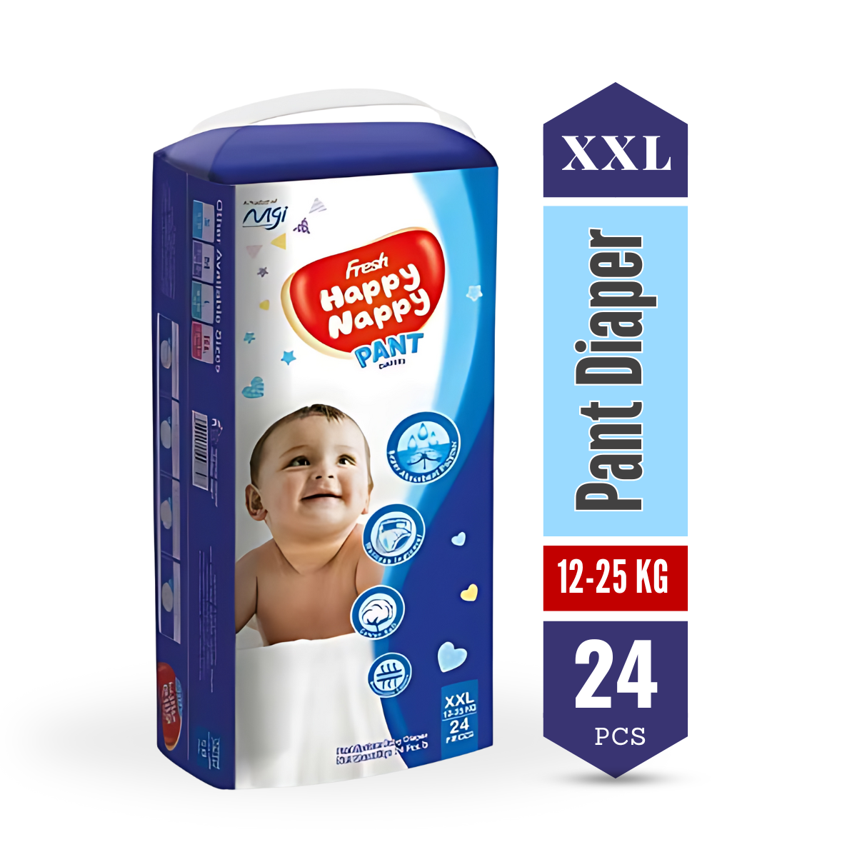 Happy Nappy (12-25Kg) - XXL Pant Diaper  <br> 24 pcs