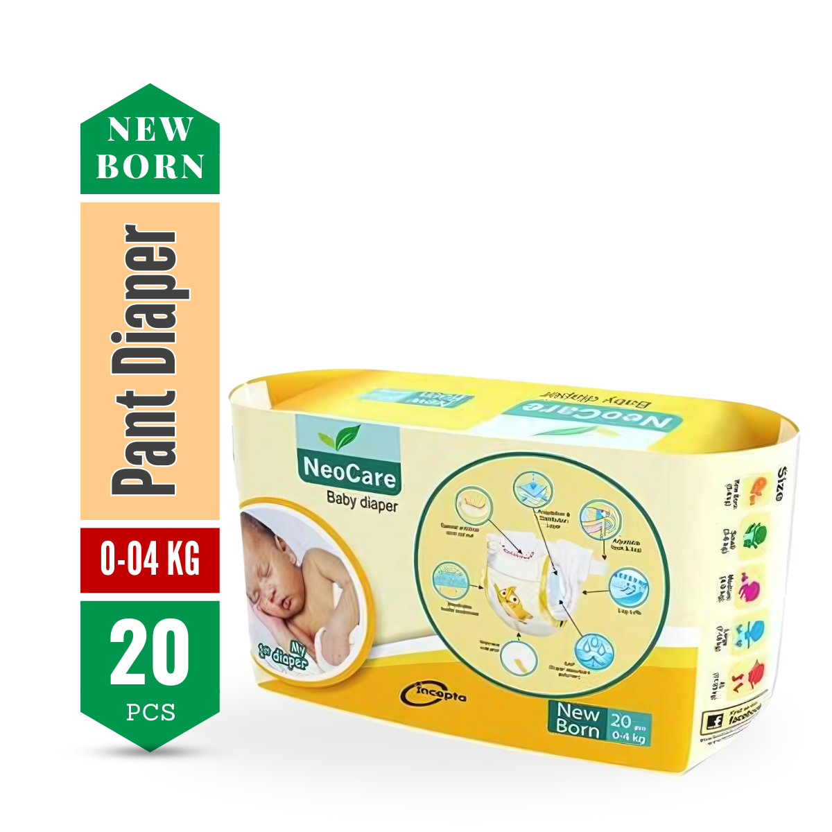 Neocare (0-4 Kg) Newborn Belt Diaper  <br> 20 pcs